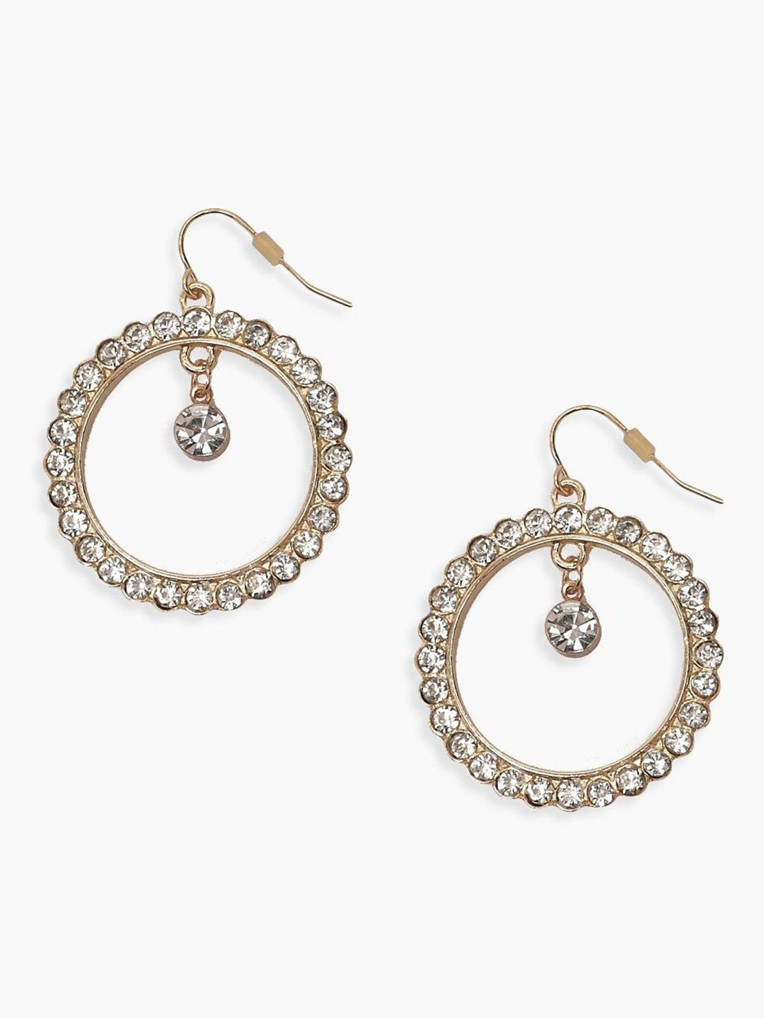 

Boohoo Women Stones Studded Circular Drop Earrings, Gold