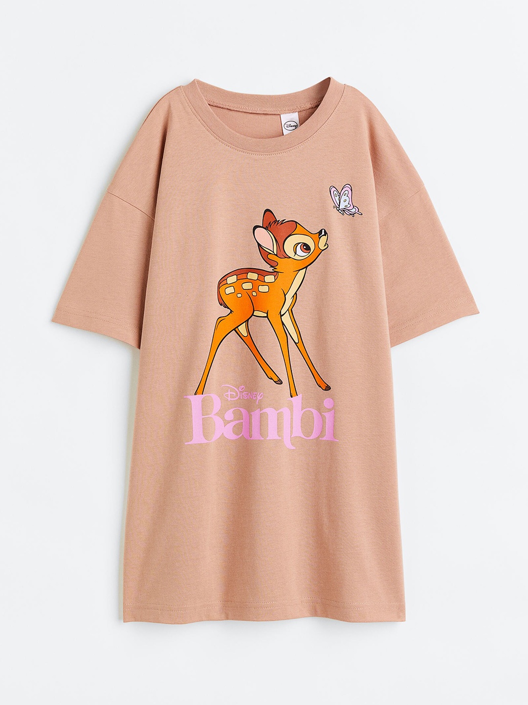 

H&M Girls Oversized Printed Pure Cotton Nightdress, Beige
