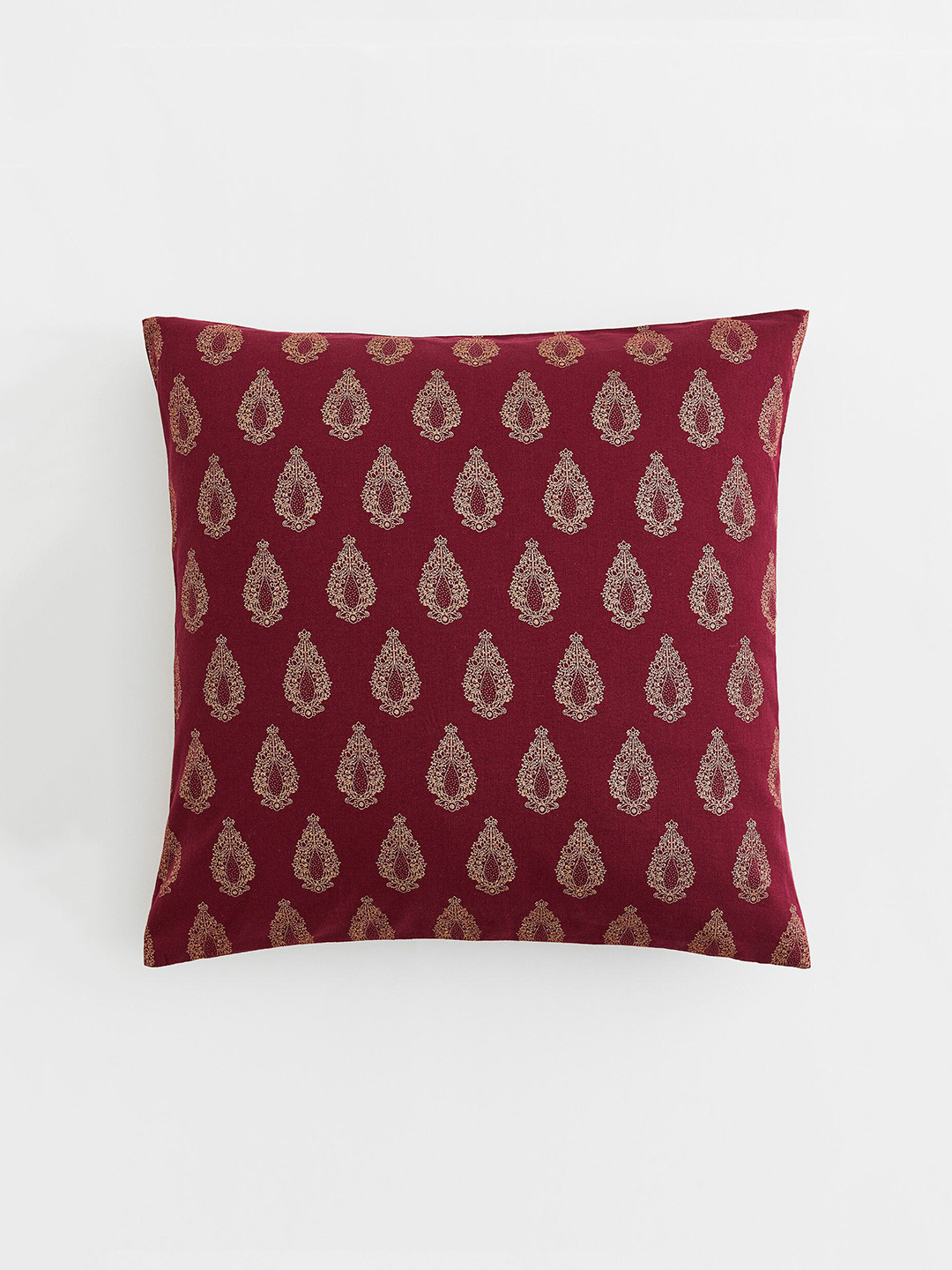 

H&M Maroon & Gold Patterned Cotton-Linen Cushion Cover