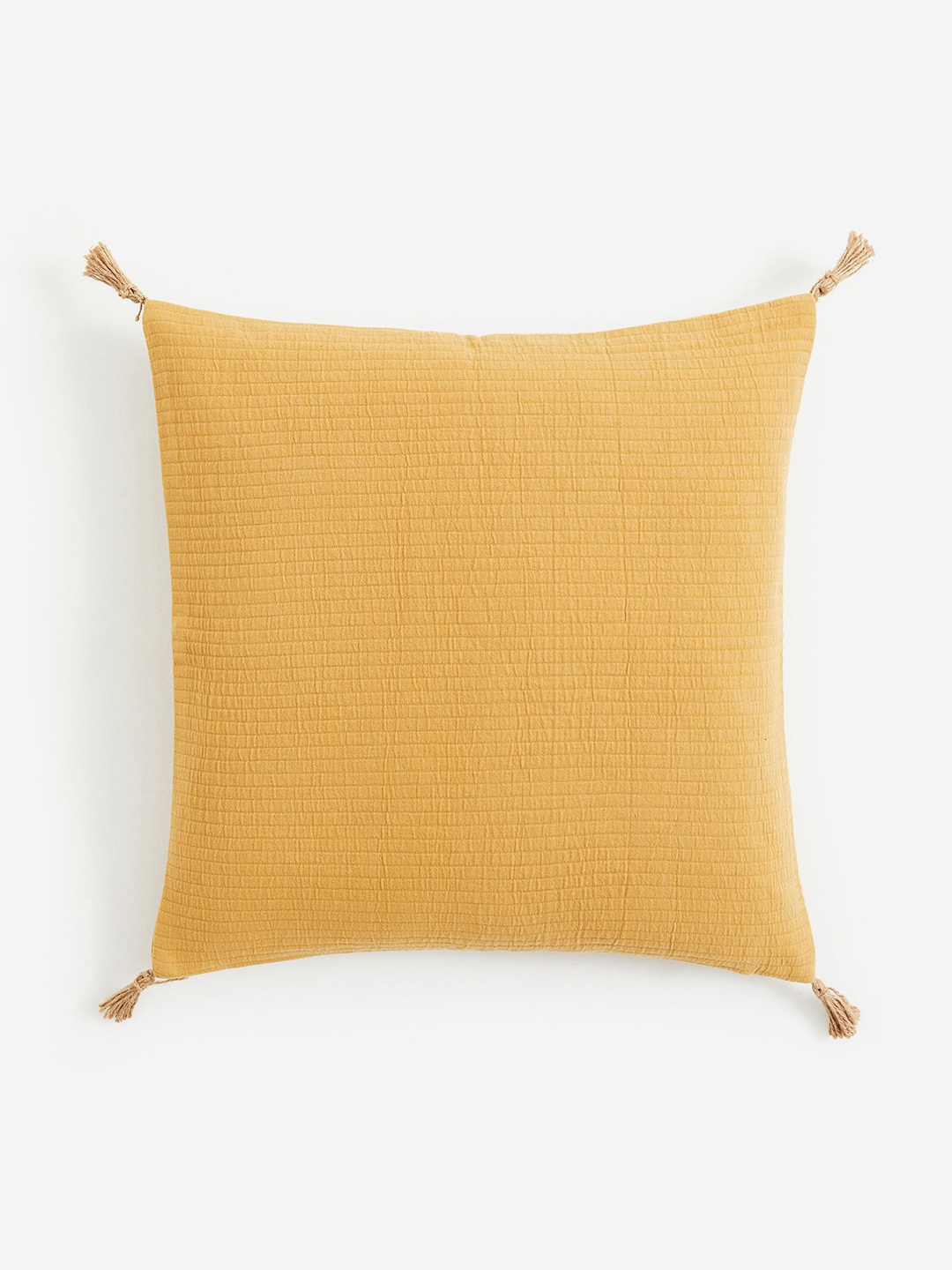 

H&M Yellow Pure Cotton Tasseled Cushion Cover