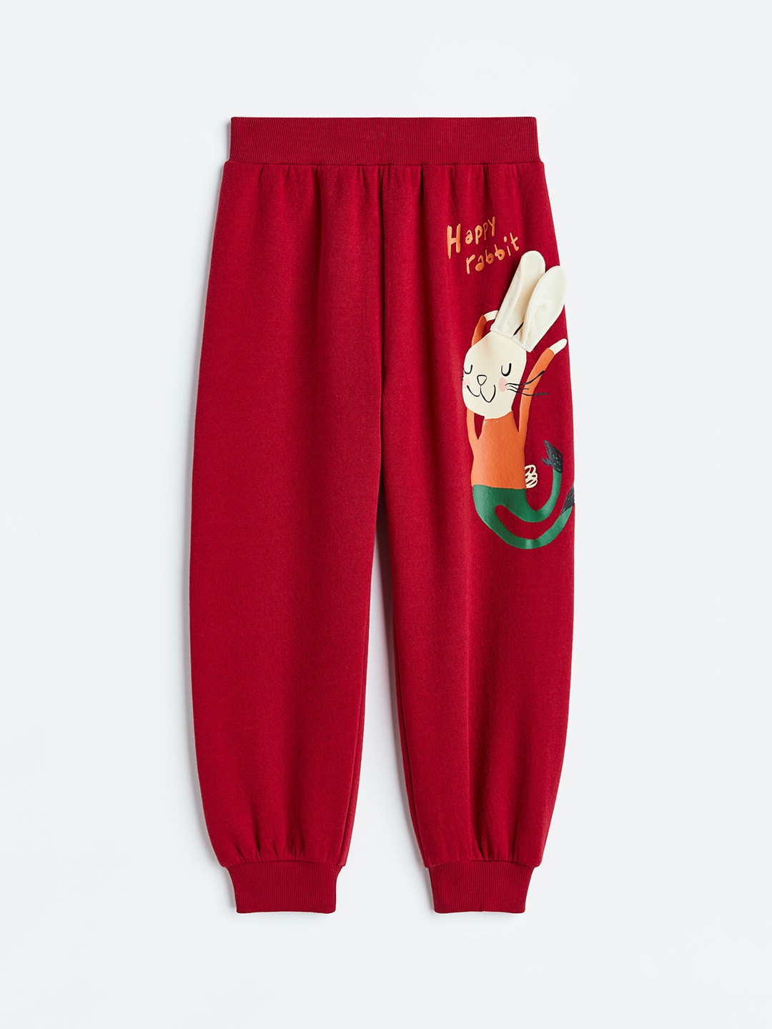 

H&M Boys Appliqued Printed Joggers, Red