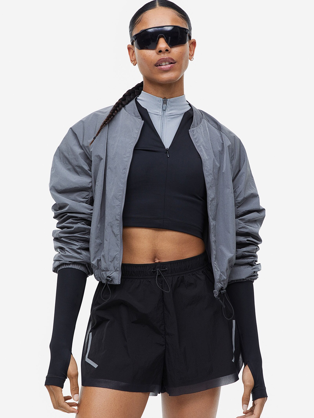 

H&M Women DryMove Double-Layered Running Shorts, Black