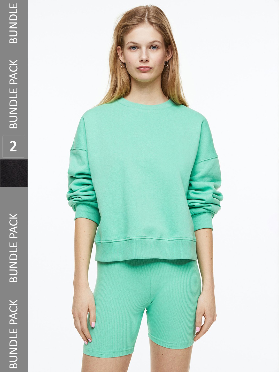 

H&M Women 2-Pack Cycling Shorts, Sea green