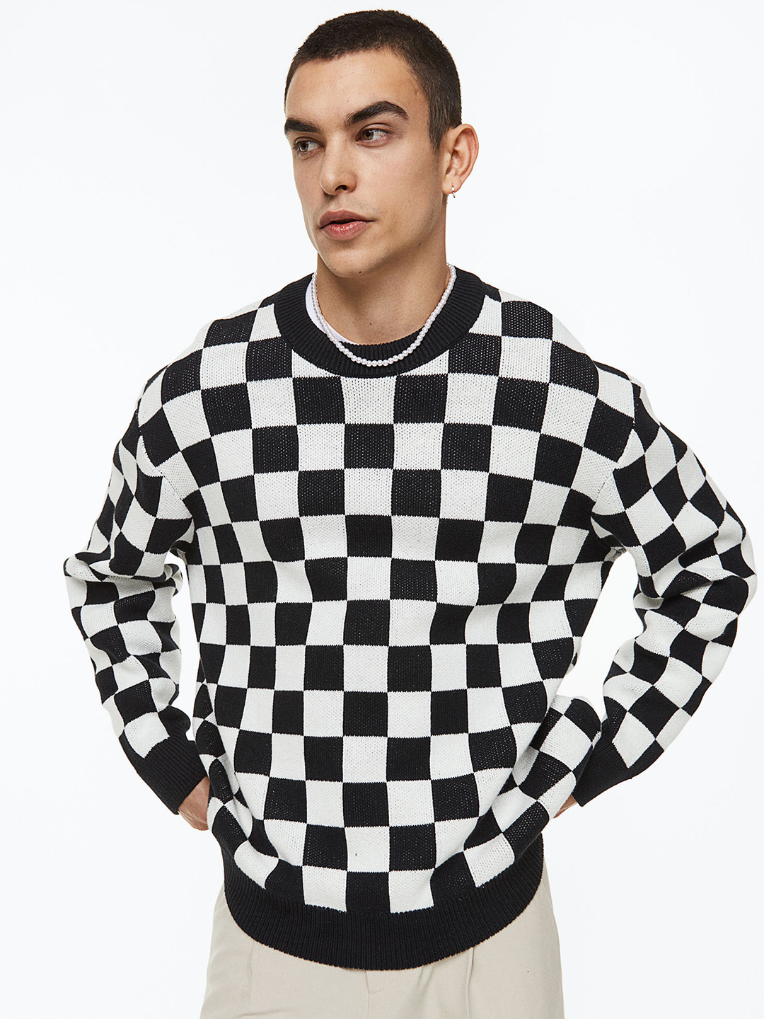 

H&M Men Oversized Fit Cotton Jumper, Black