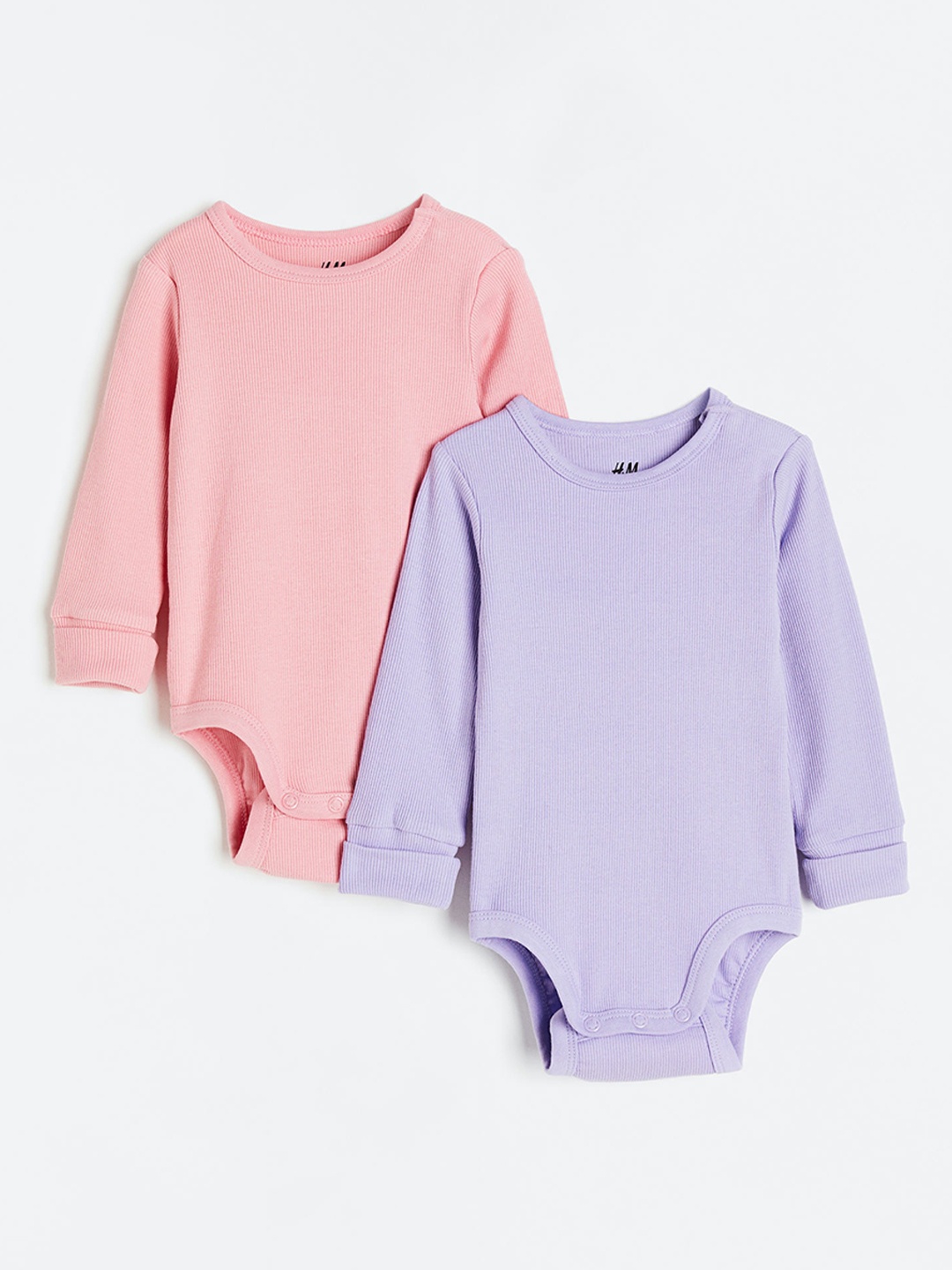 

H&M Infant Boys 2-Pack Adjustable-Fit Long-Sleeved Bodysuits, Pink