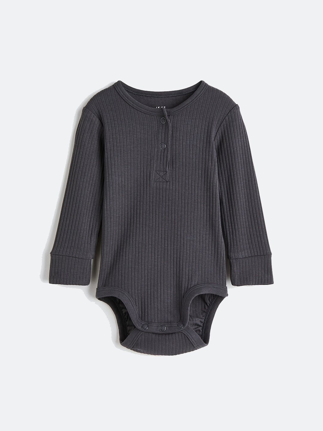 

H&M Infants Boys Henley Bodysuit, Black