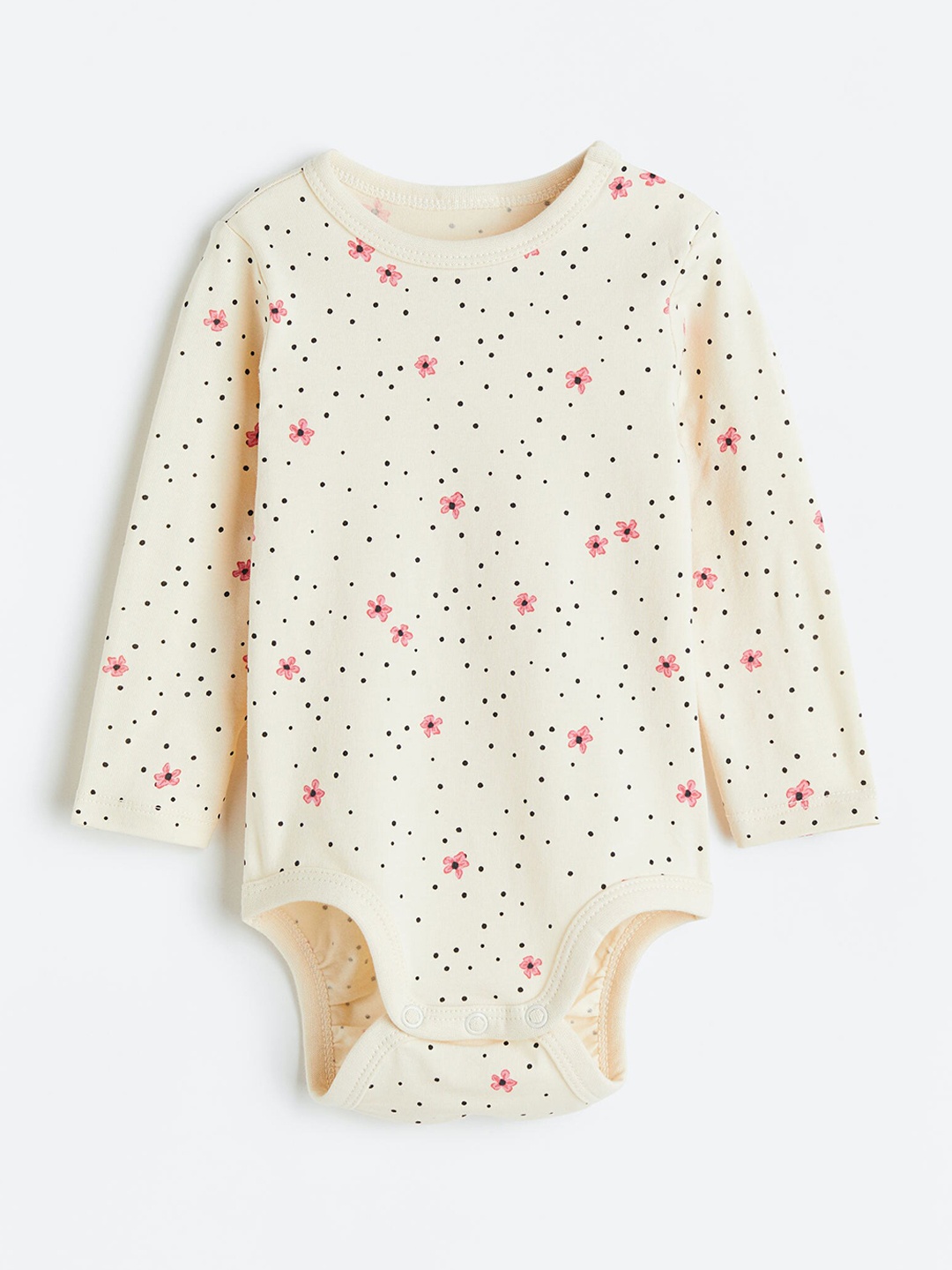 

H&M Boys Long-Sleeved Bodysuit, Beige