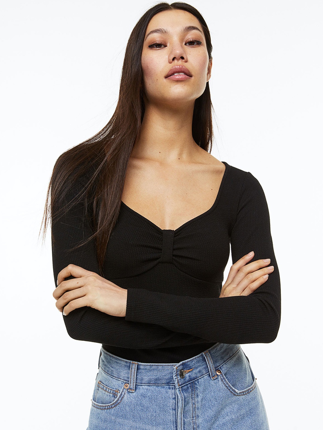 

H&M Ribbed Jersey Body, Black