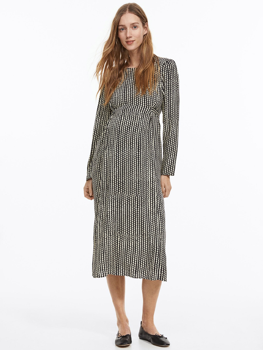 

H&M MAMA Tie-Belt Dress, Black