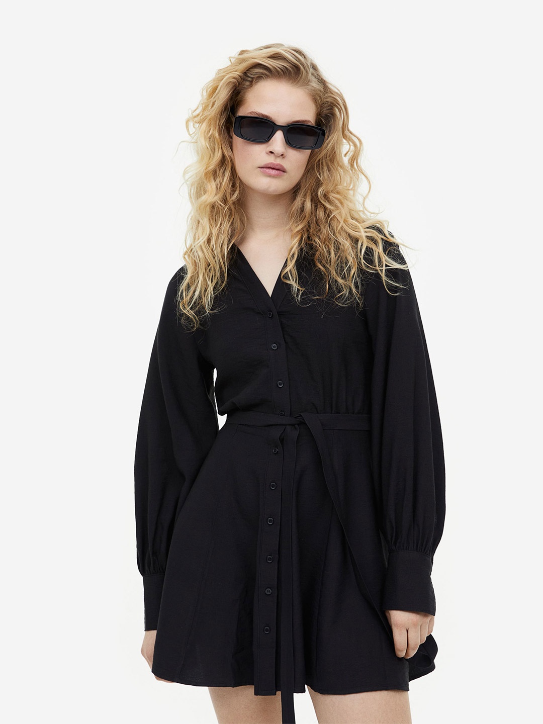 

H&M Tie-Belt Dress, Black