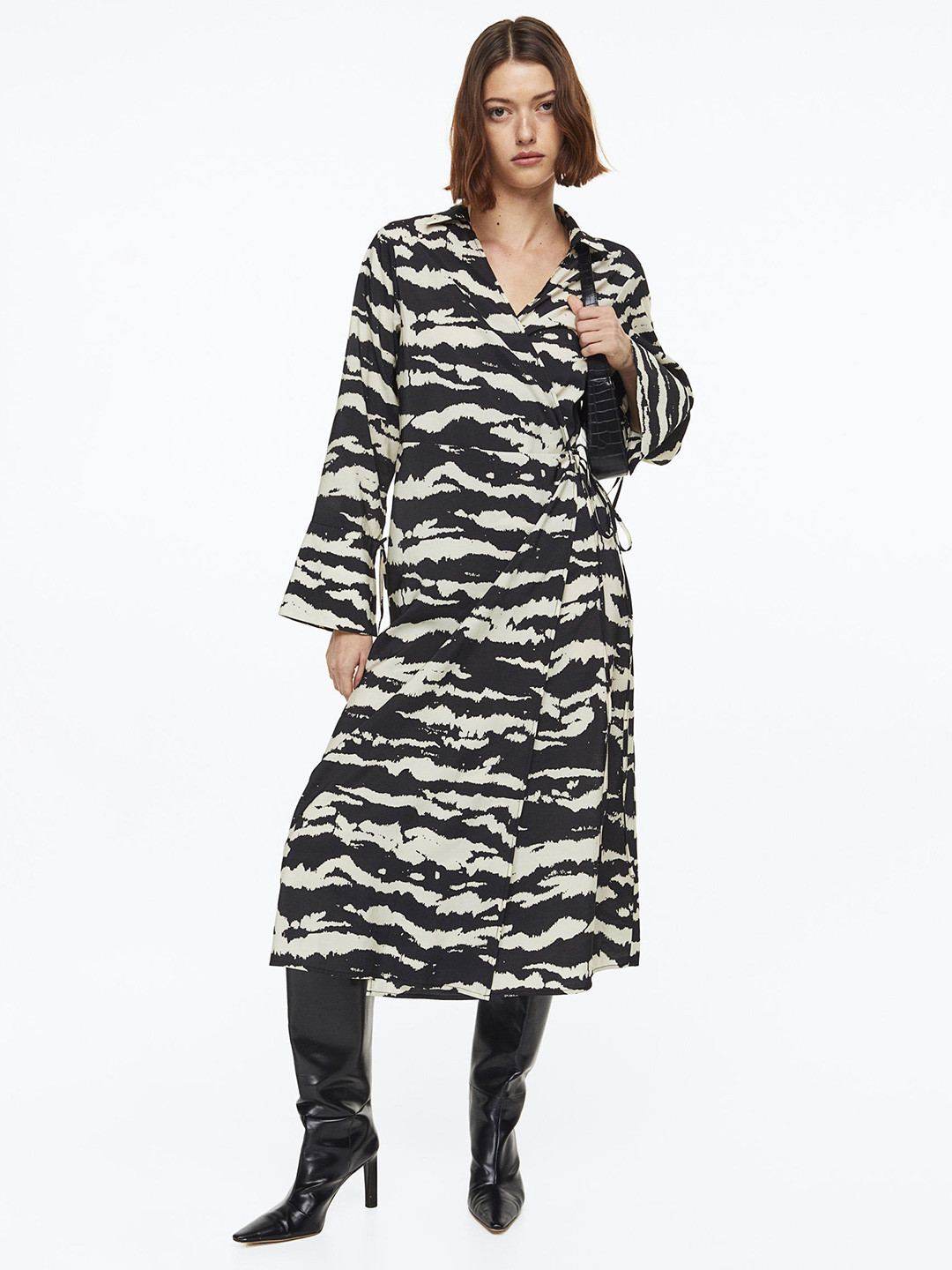 

H&M Collared Wrap Dress, Black