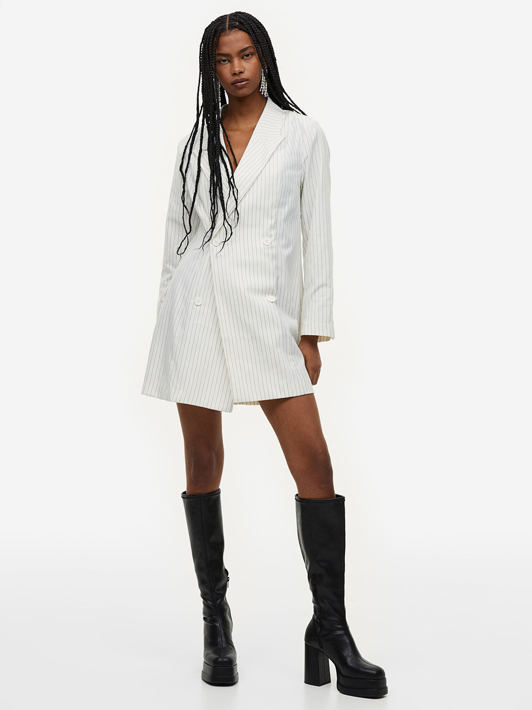 

H&M Double-Breasted Blazer Dress, White