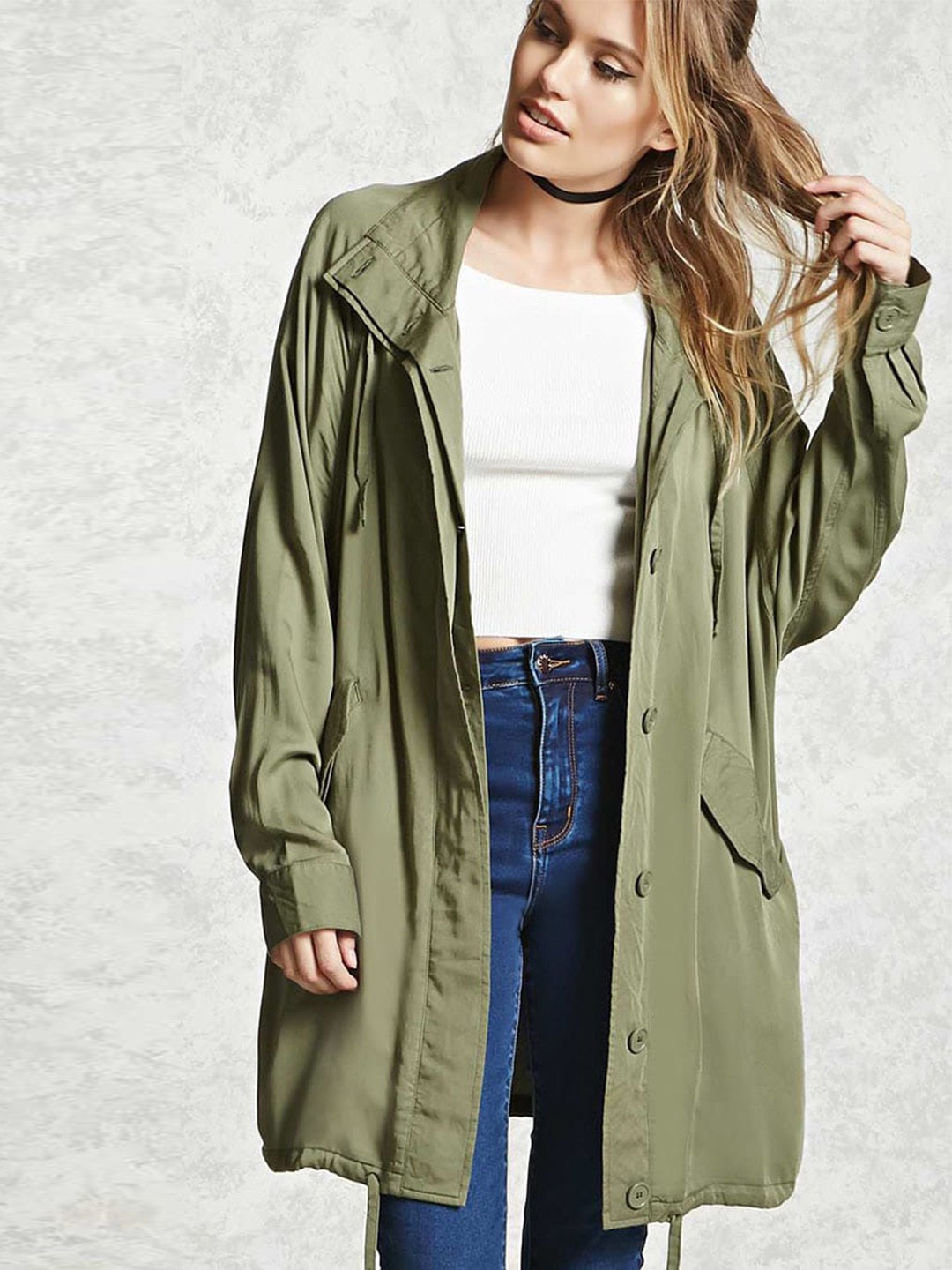 

FOREVER 21 Women Green Solid Tailored Jacket