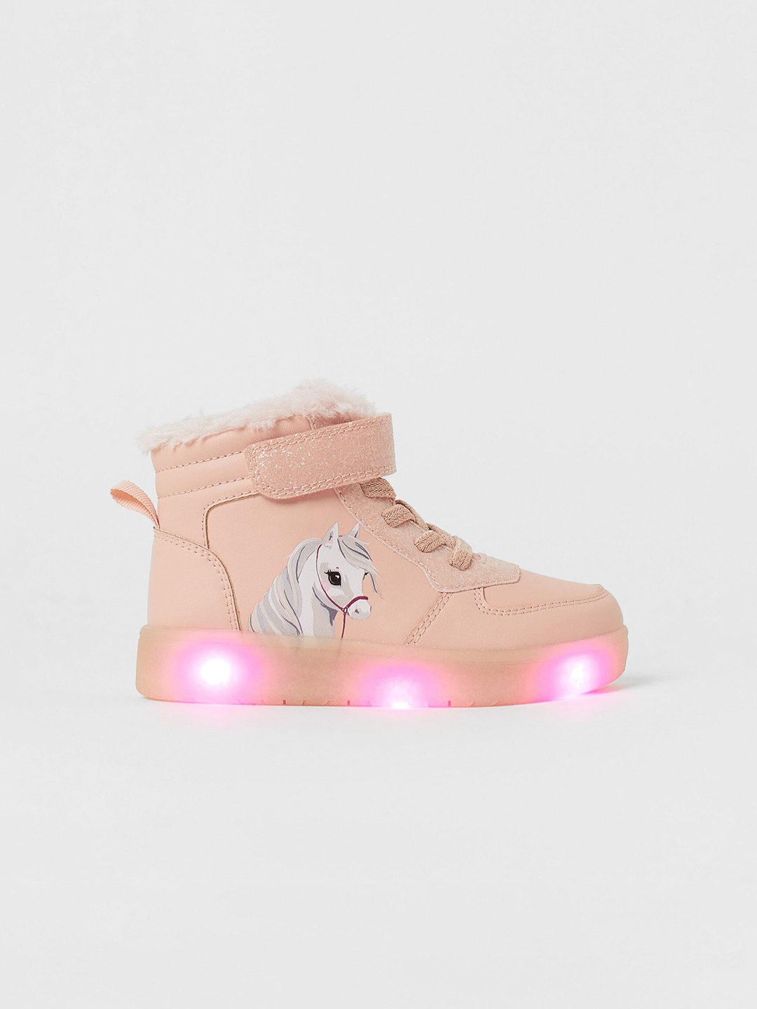 

H&M Girls Flashing Hi-Top Trainers, Pink