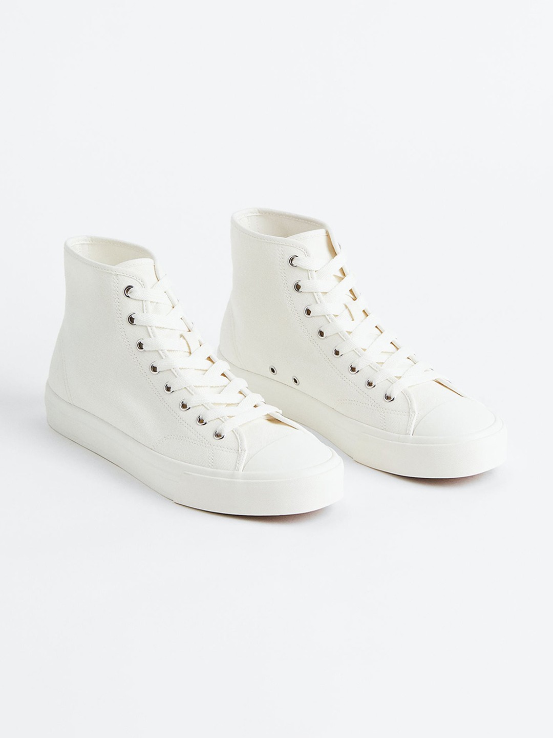 

H&M Men Canvas Hi-Top Trainers, White