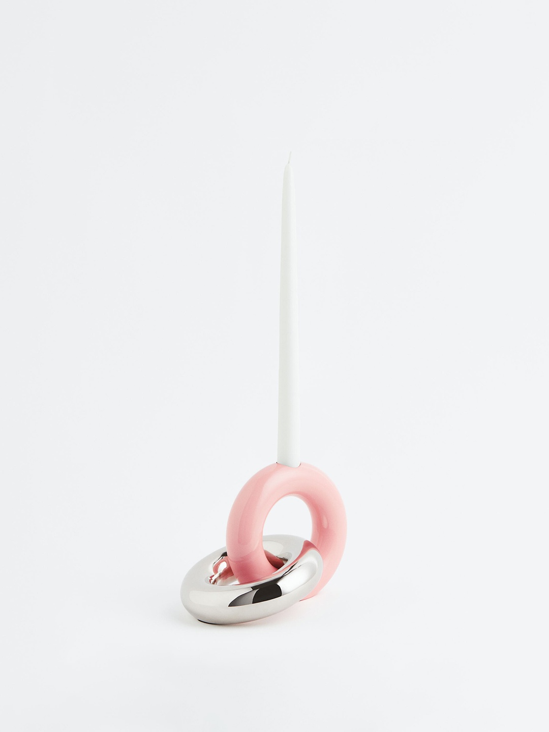 

H&M Pink & Silver-Toned Metal Double Hoop Candlestick