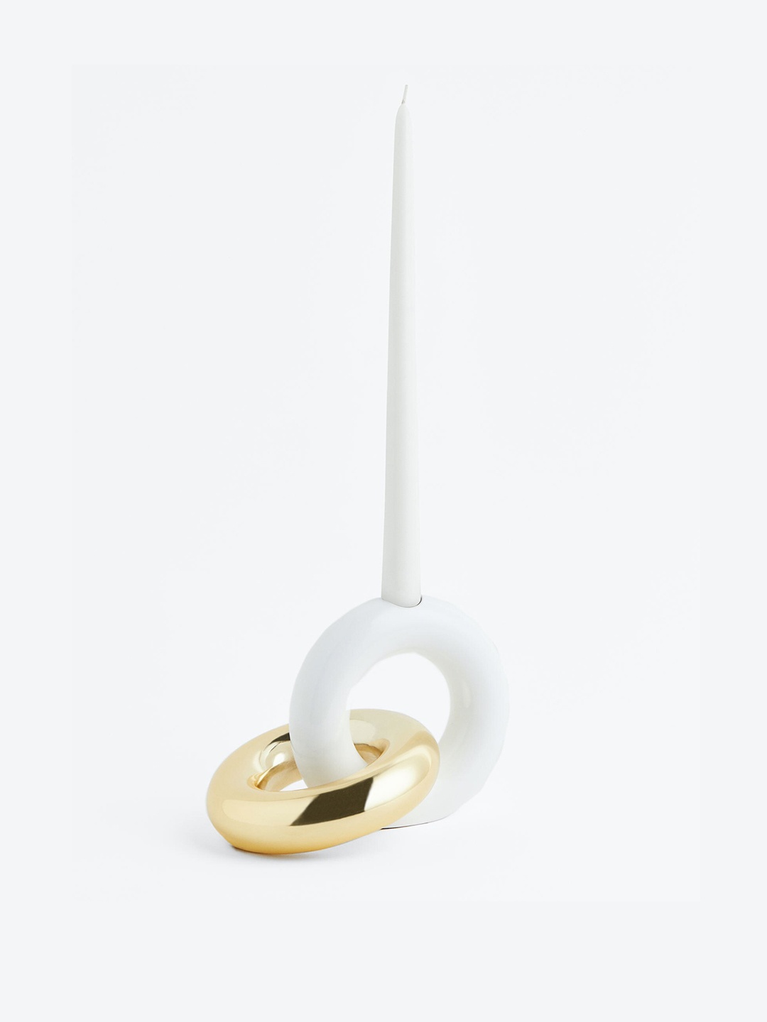 

H&M Gold-Toned & White Double Hoop Candlestick