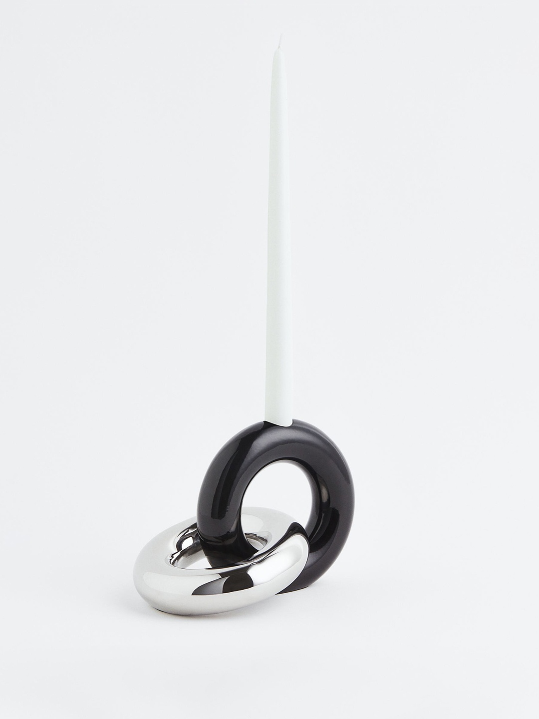 

H&M Black & Silver-Toned Double Hoop Candlestick