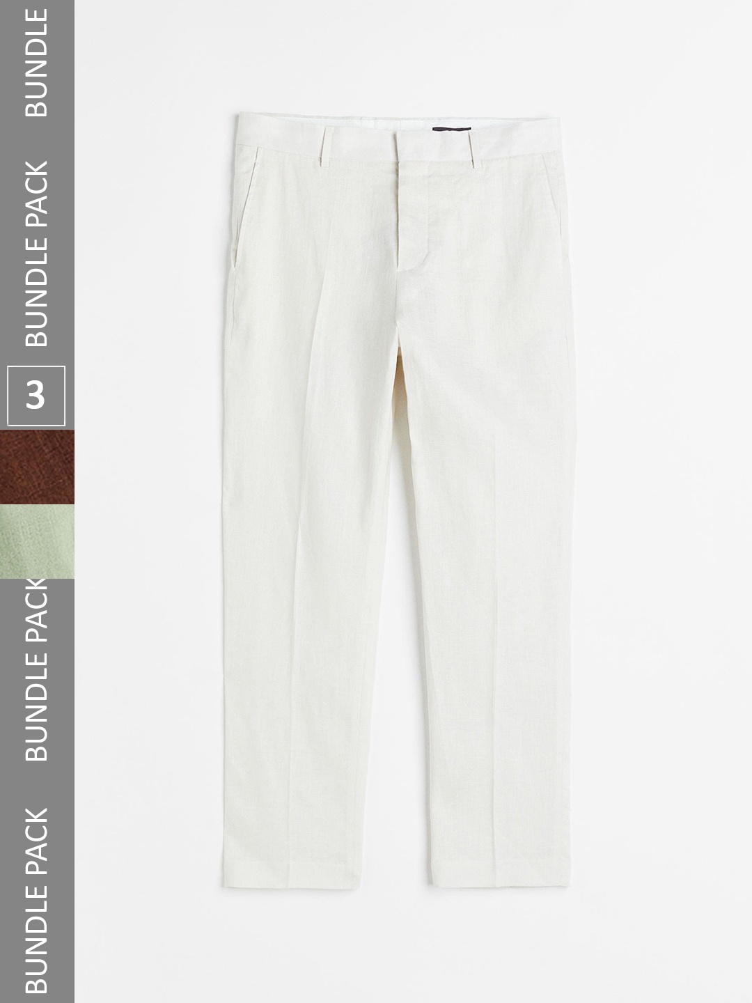 

H&M Men Regular Fit Linen Suit Trousers, Beige