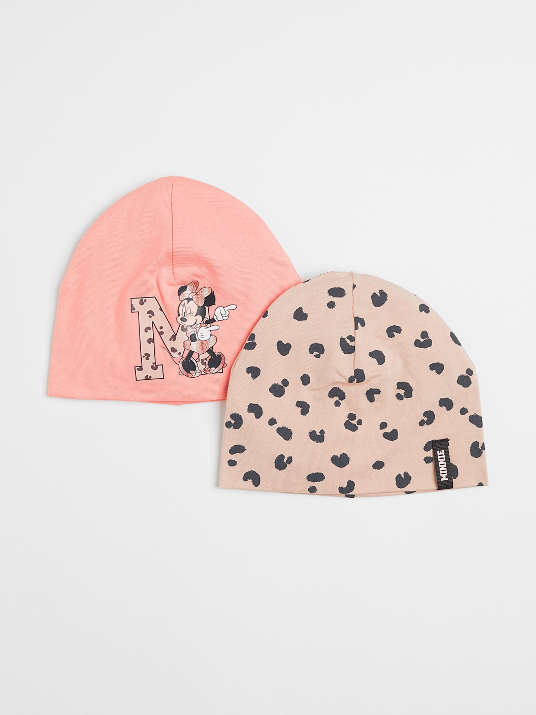 

H&M Girls 2-Pack Printed Jersey Hats, Beige