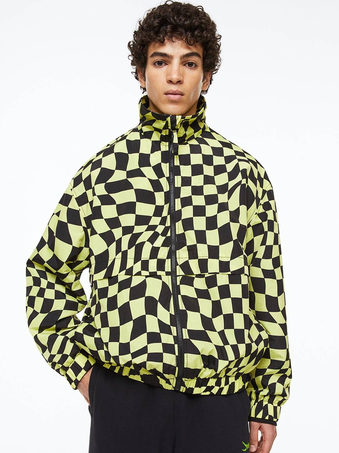 

H&M Men Nylon Track Jacket, Yellow