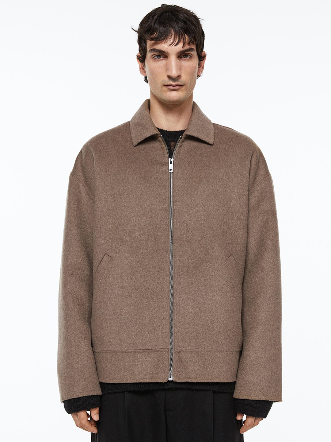 

H&M Men Wool-Blend Jacket, Beige