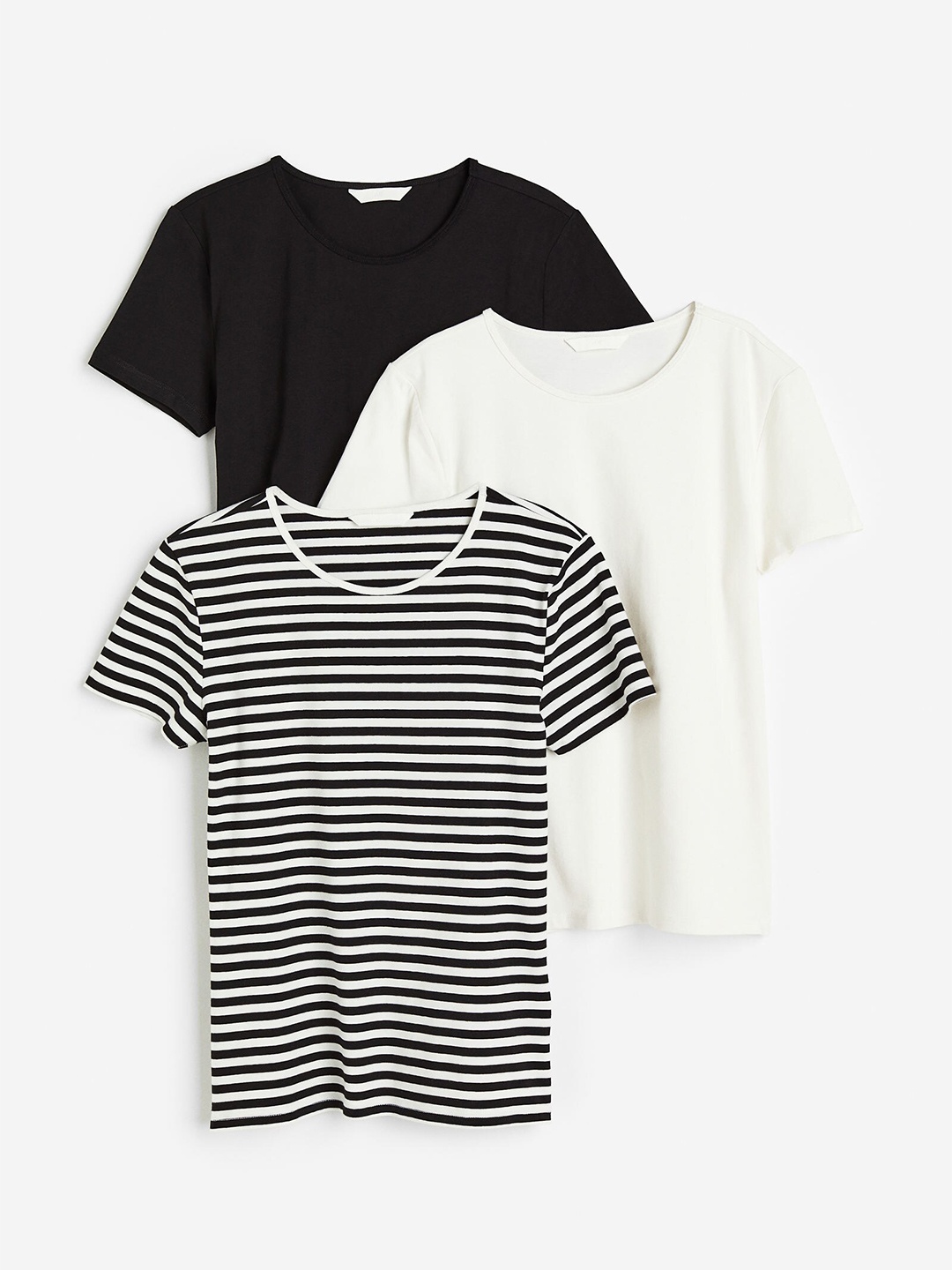 

H&M Women 3-Pack T-Shirts, Black