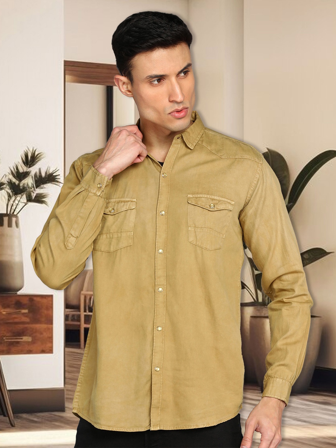 

Kuons Avenue Cotton Casual Shirt, Beige