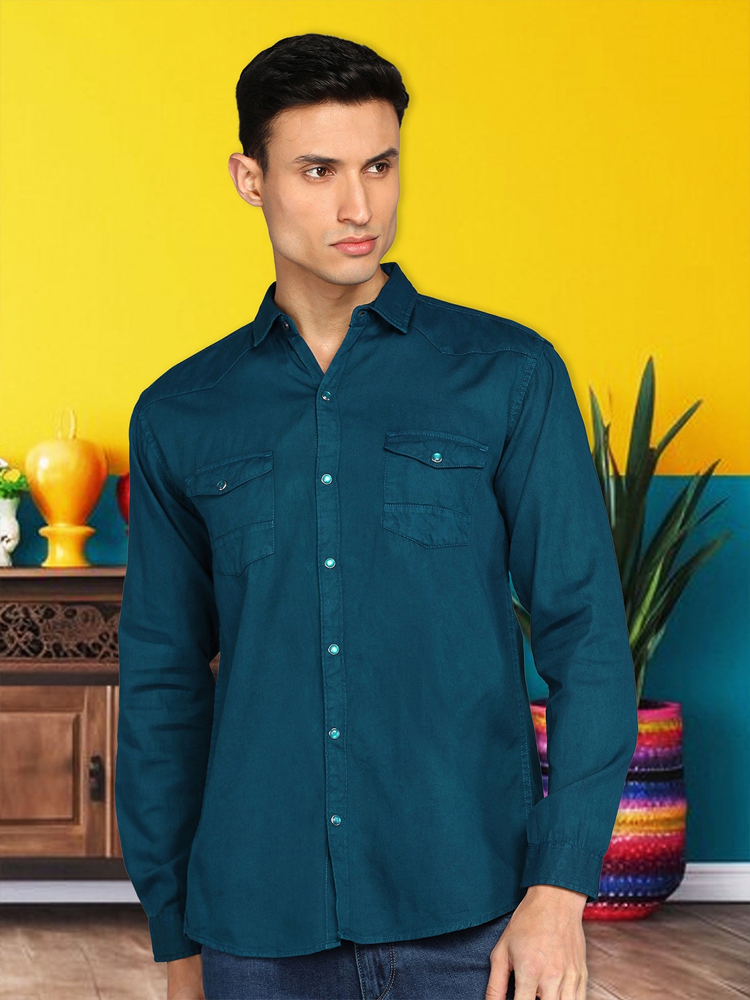 

Kuons Avenue Cotton Casual Shirt, Teal