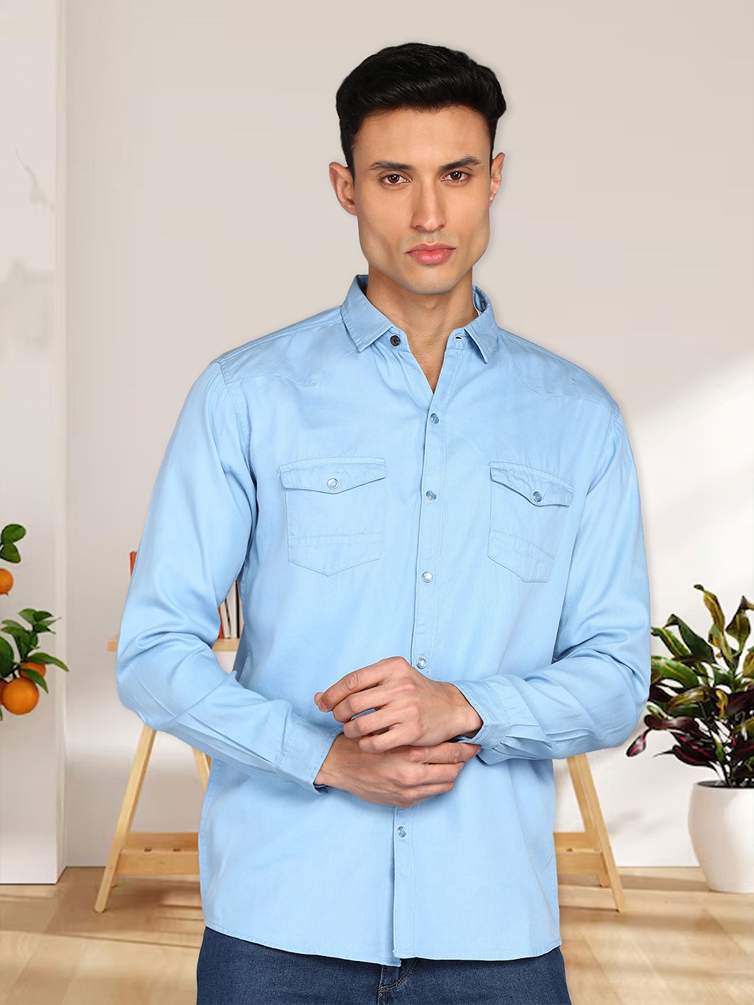 

Kuons Avenue Cotton Casual Shirt, Blue