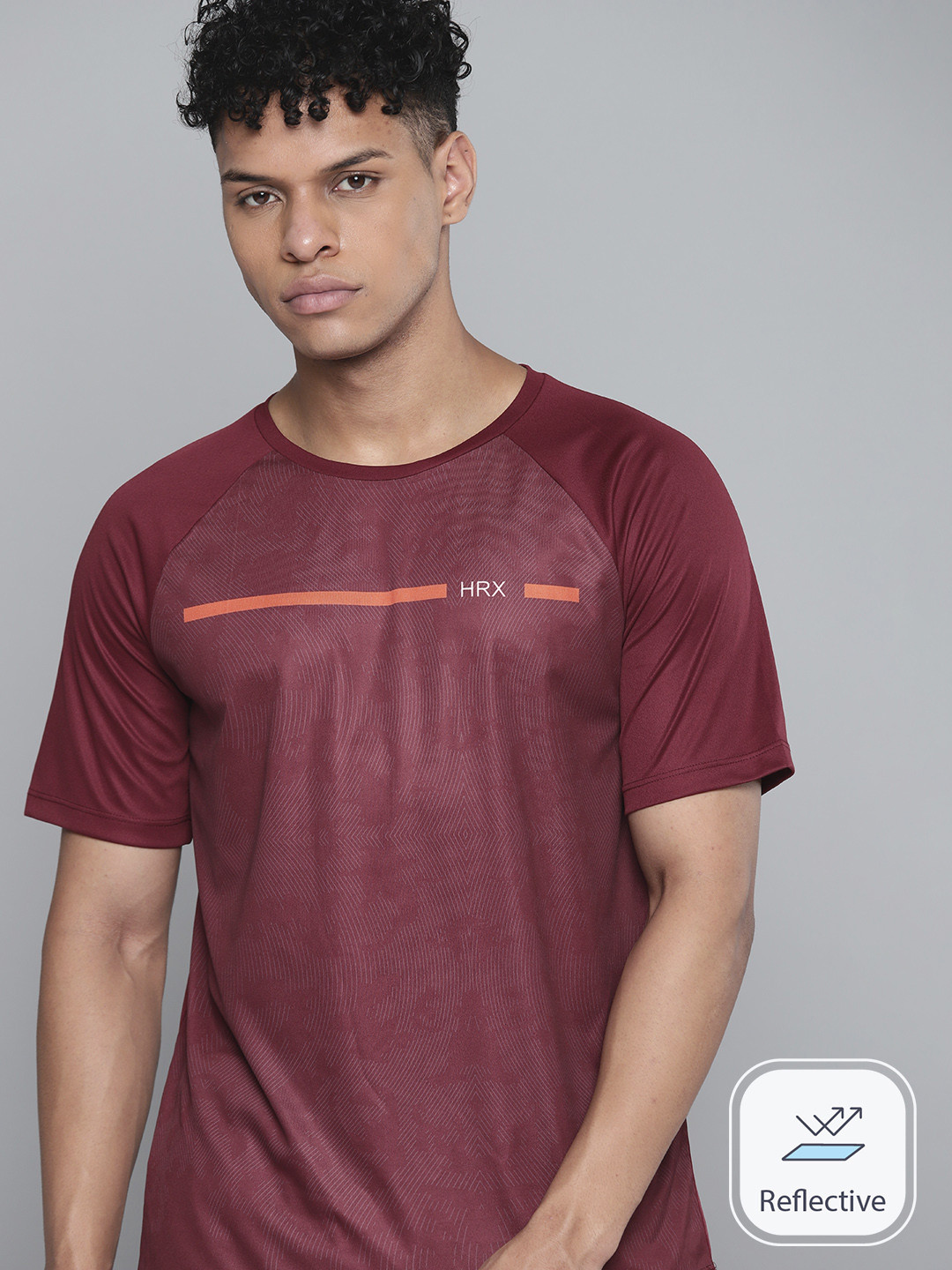 

HRX by Hrithik Roshan Rapid-Dry Printed Training T-shirt, Maroon