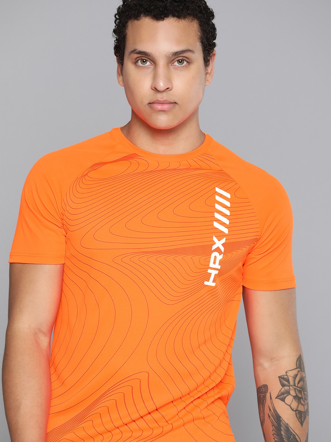 

HRX by Hrithik Roshan Printed Rapid-Dry Training T-shirt, Orange