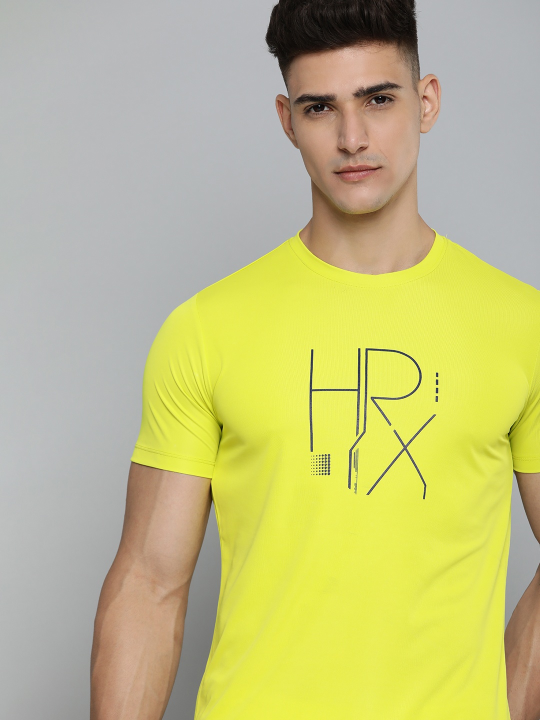 

HRX by Hrithik Roshan Brand Logo Printed Rapid Dry Running T-shirt, Yellow