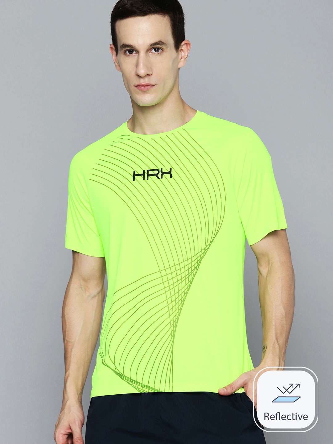 

HRX by Hrithik Roshan Rapid-Dry Printed Training T-shirt, Fluorescent green