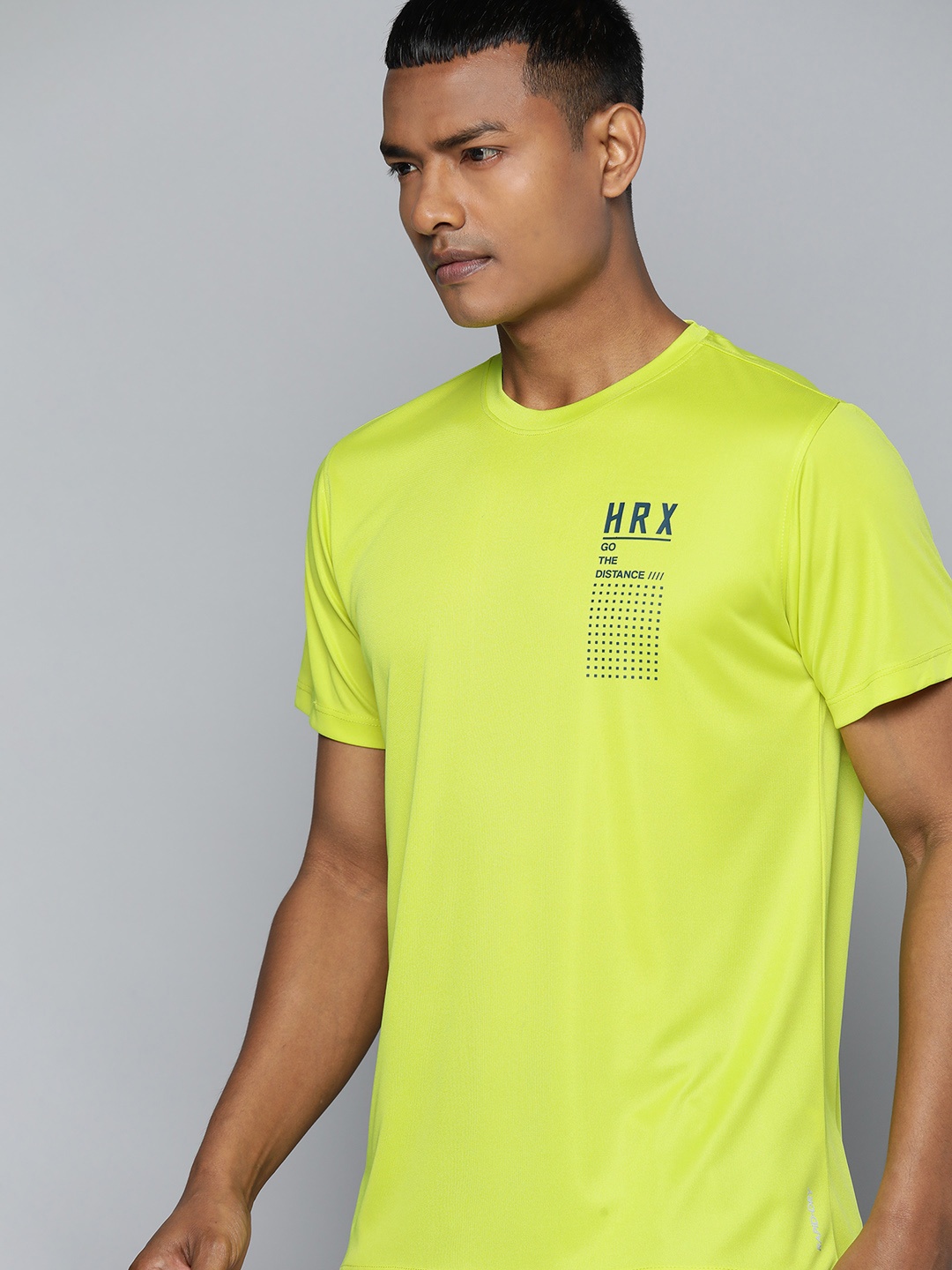 

HRX By Hrithik Roshan Running Men Rapid-Dry Antimicrobial T-shirt, Fluorescent green
