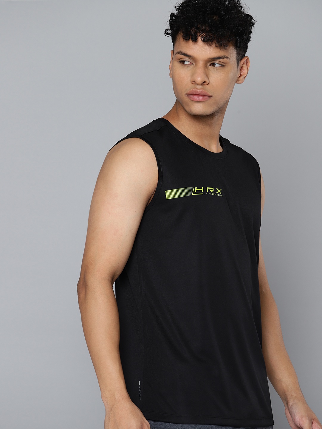 

HRX by Hrithik Roshan Men Rapid-Dry Running T-shirt with Reflective Detail, Black