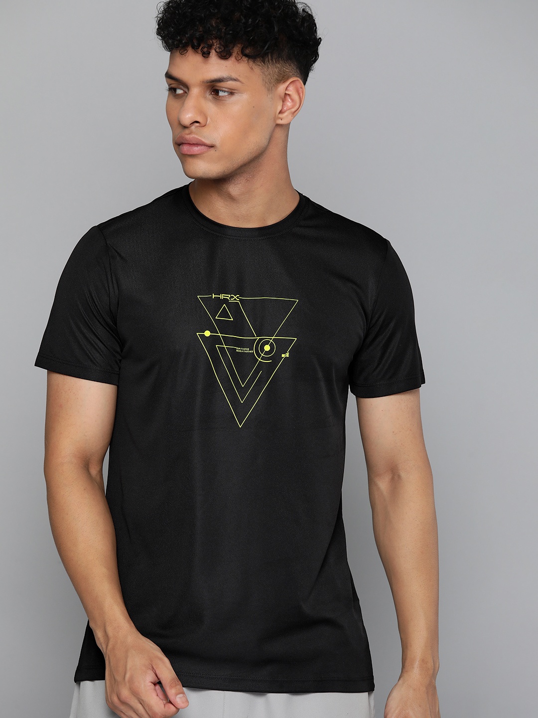 

HRX by Hrithik Roshan Antimicrobial Finish Rapid-Dry Brand Logo Printed Running T-shirt, Black