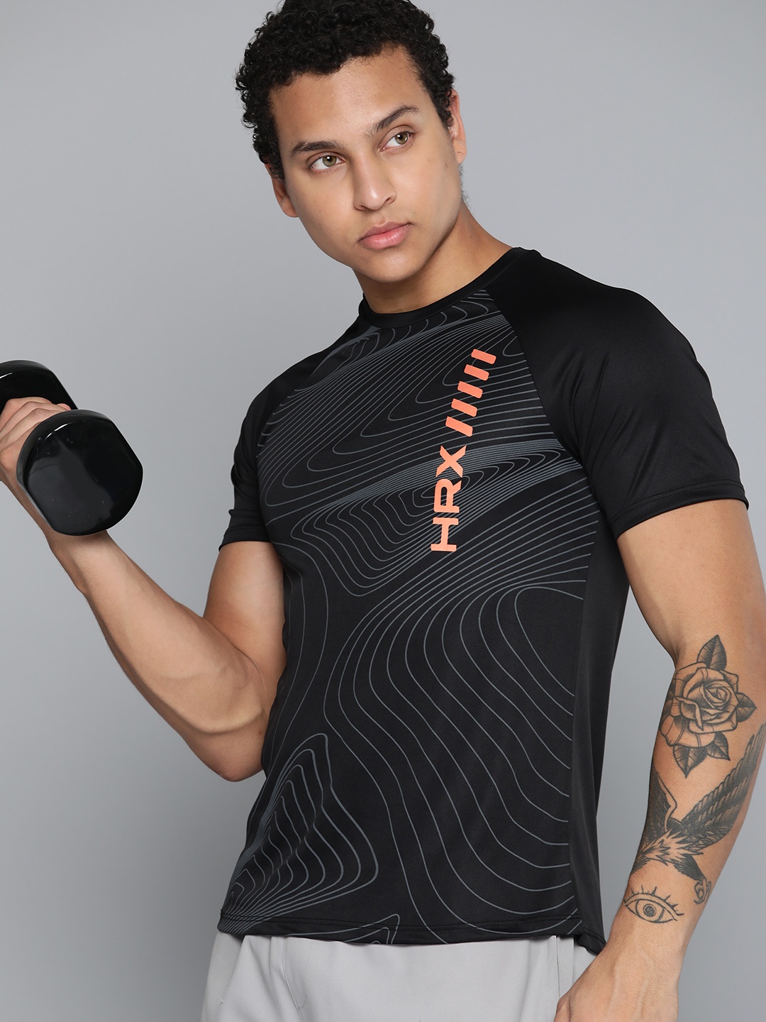 

HRX by Hrithik Roshan Printed Rapid-Dry Training T-shirt, Black