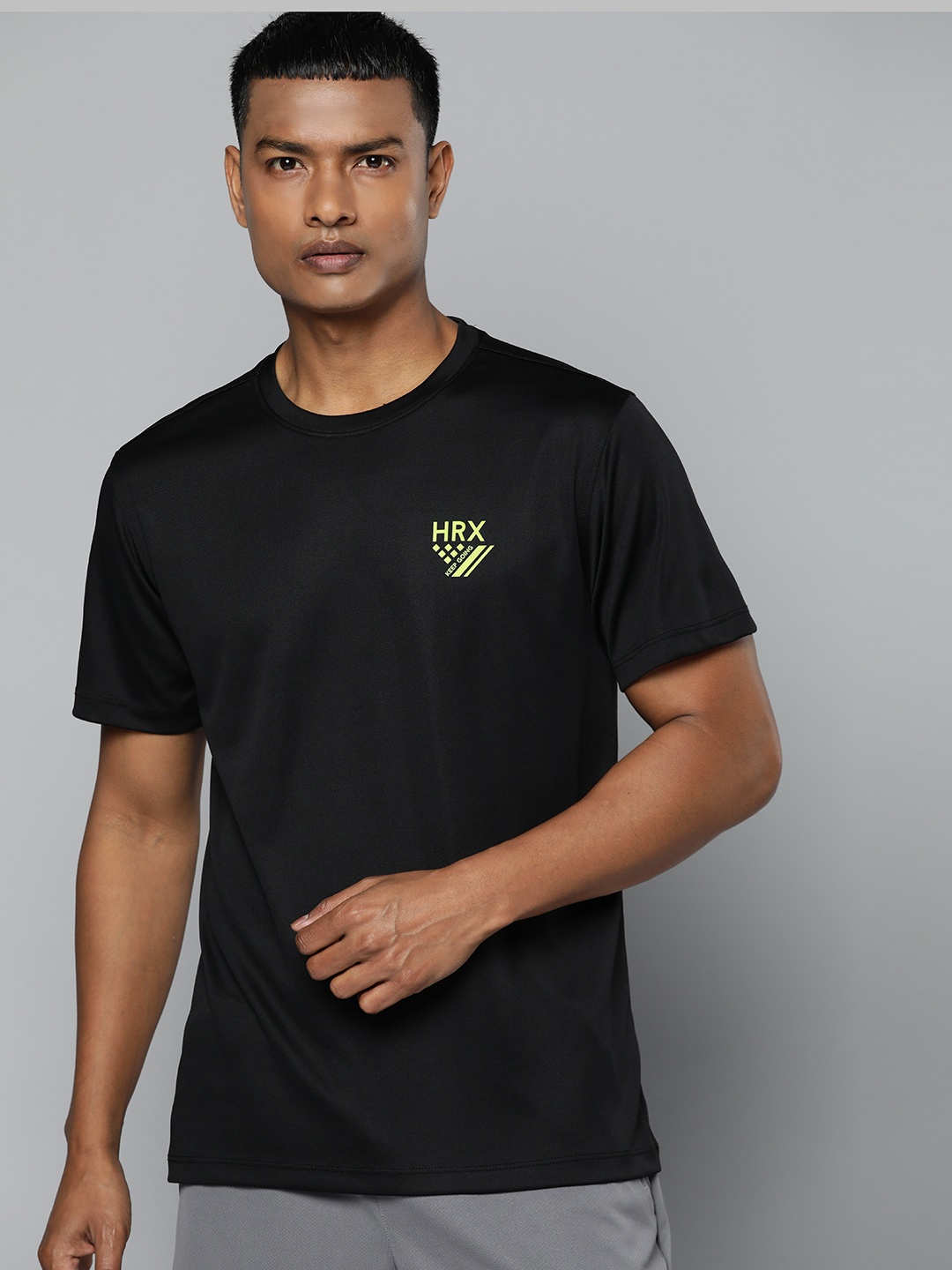 

HRX by Hrithik Roshan Antimicrobial Typography Printed Training T-shirt, Black
