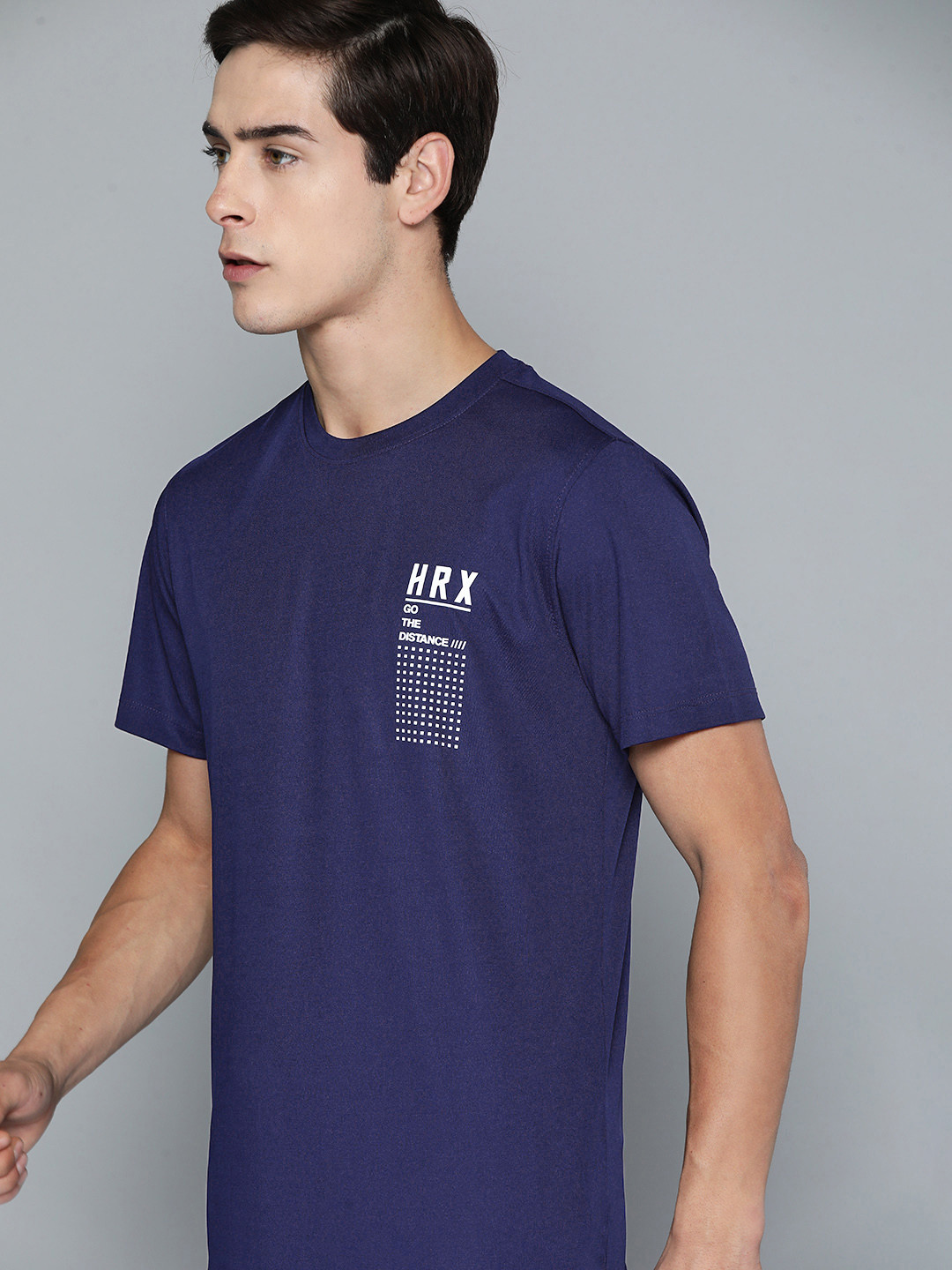 

HRX by Hrithik Roshan Brand Logo Printed Rapid-Dry T-shirt, Navy blue