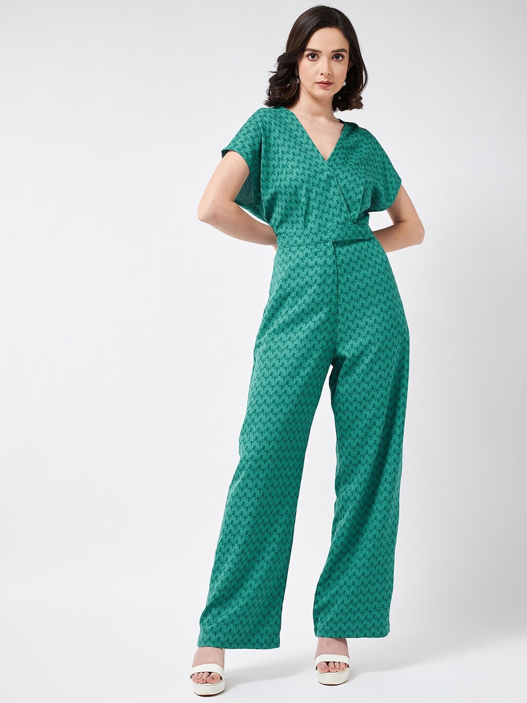 

MAGRE Printed Wrap Basic Jumpsuit, Sea green