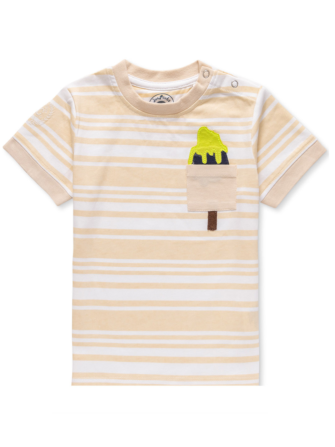 

JusCubs Infant Boys Striped Pure Cotton T-shirt, Beige