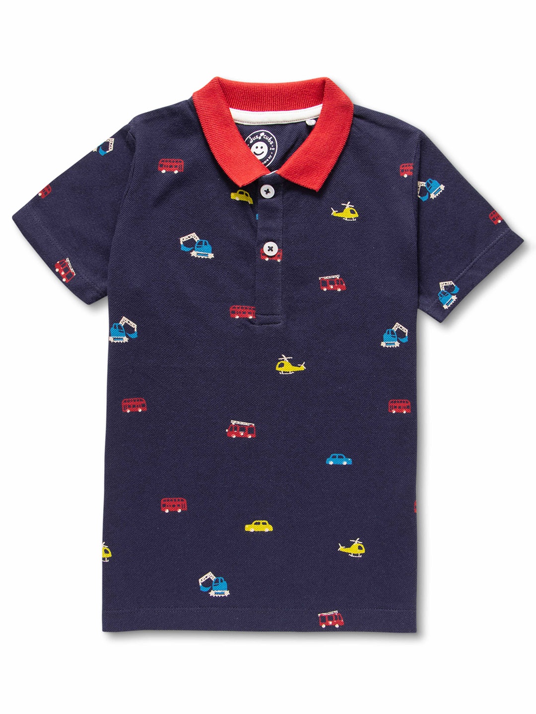 

JusCubs Boys Conversational Printed Polo Collar Pure Cotton T-shirt, Navy blue