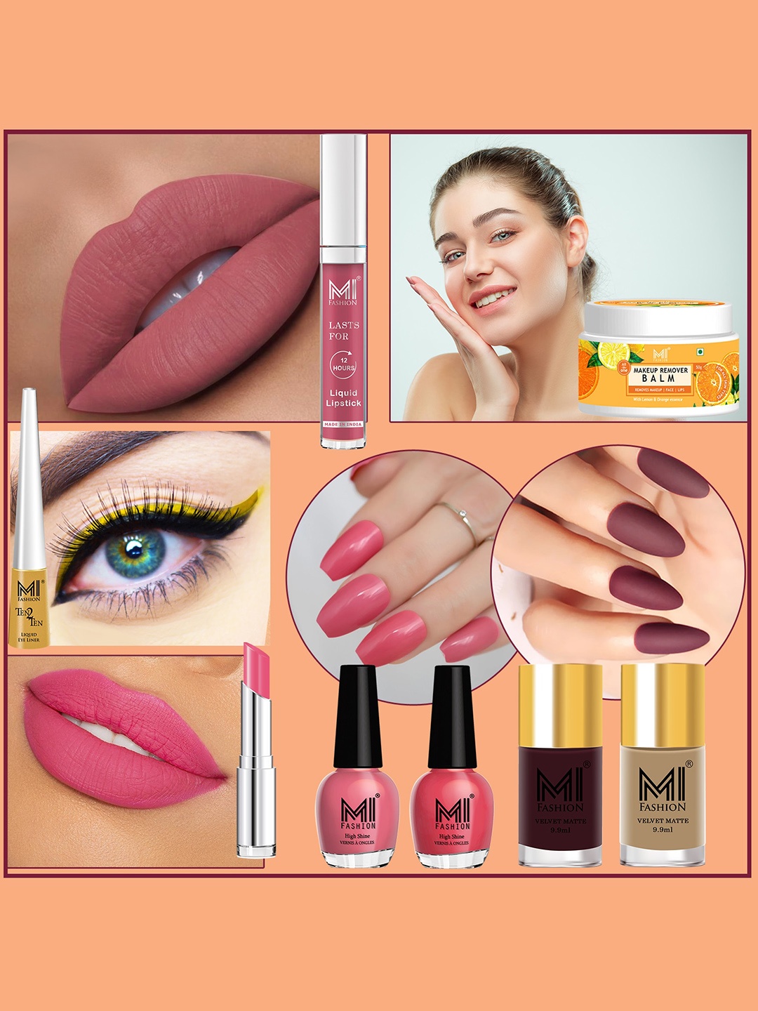 

MI FASHION Set Of 8 Makeup Kit, Pink