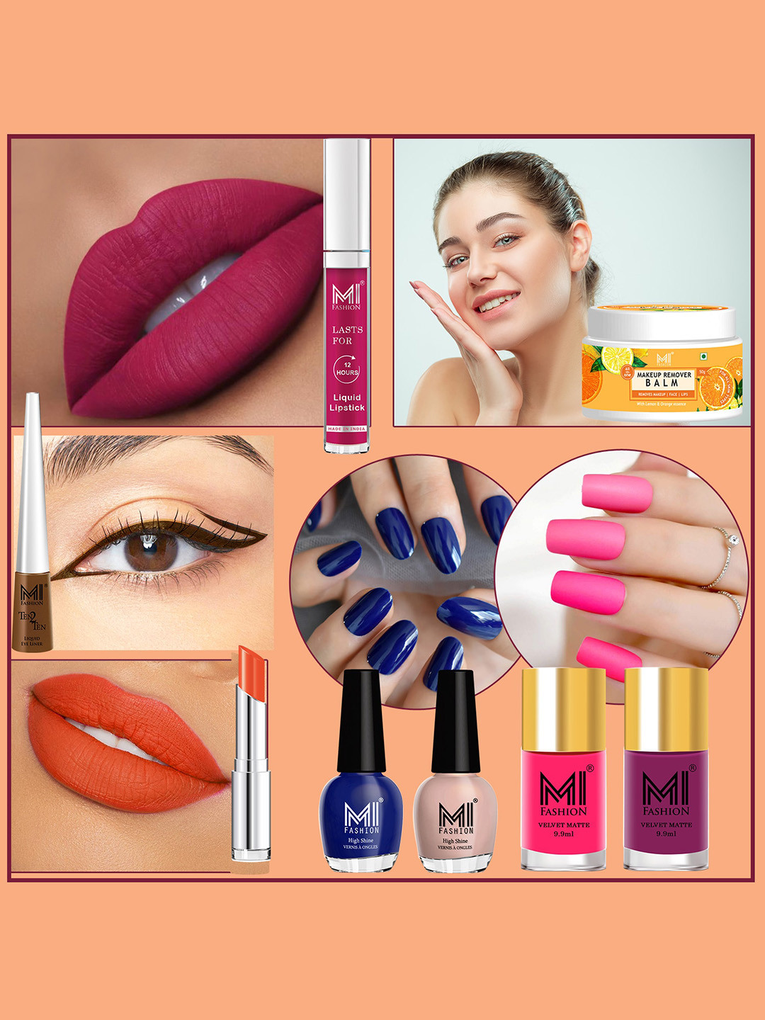 

MI FASHION Set Of 8 Makeup Kit, Orange