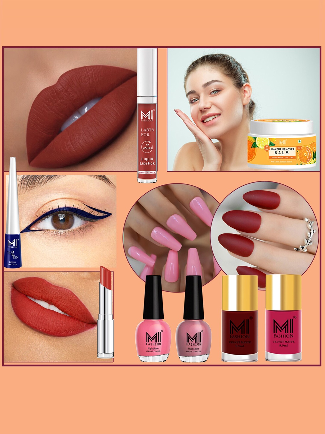 

MI FASHION Set Of 8 Makeup Kit, Red