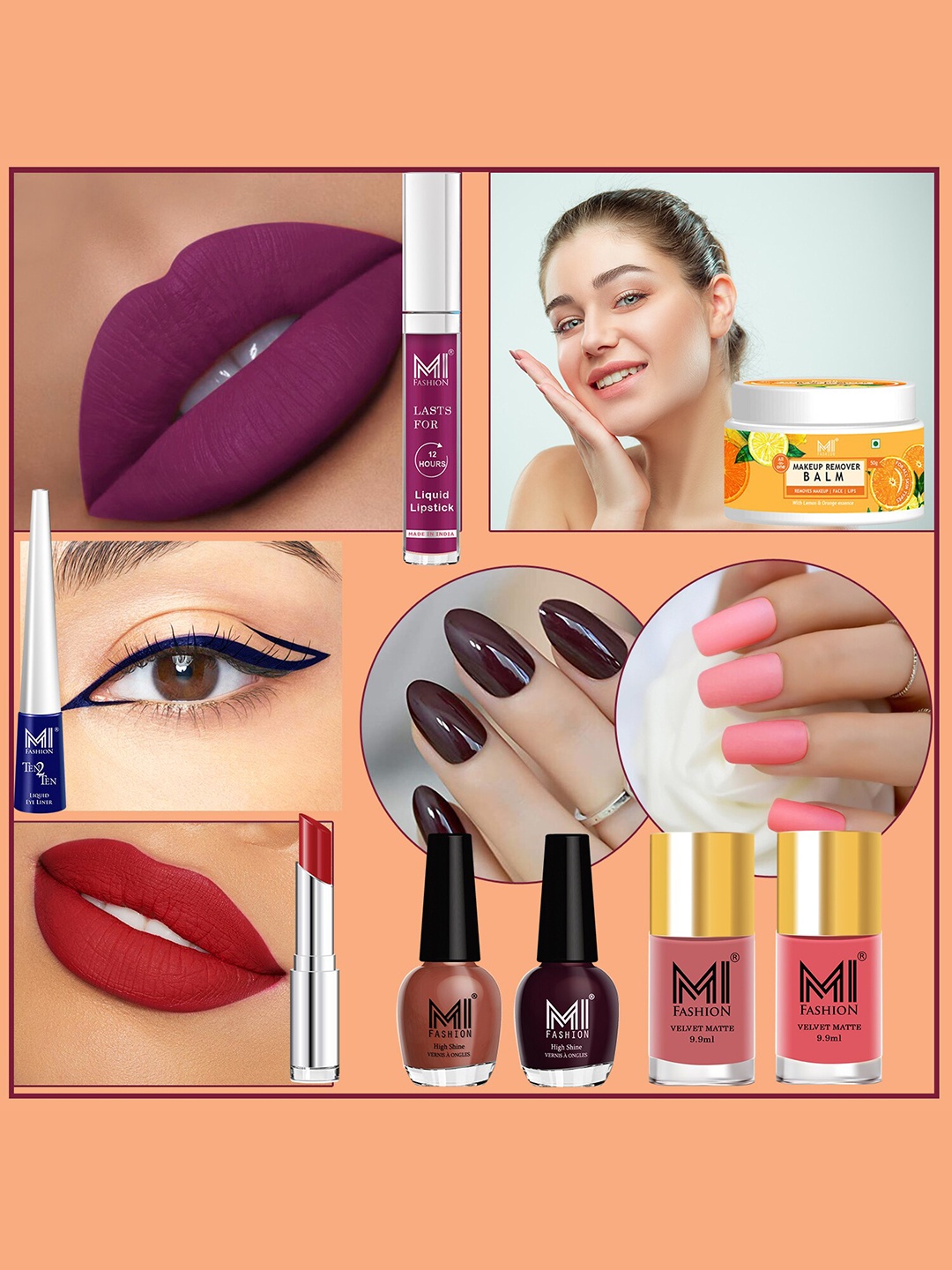 

MI FASHION Set Of 8 Makeup Kit, Blue