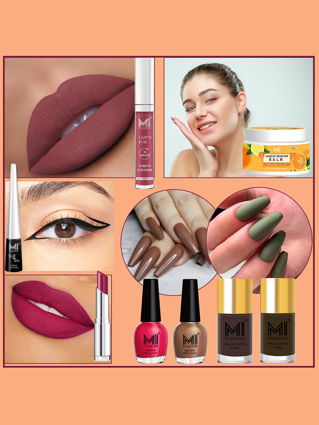 

MI FASHION 8 Pcs Makeup Gift Set - Combo B170, Brown