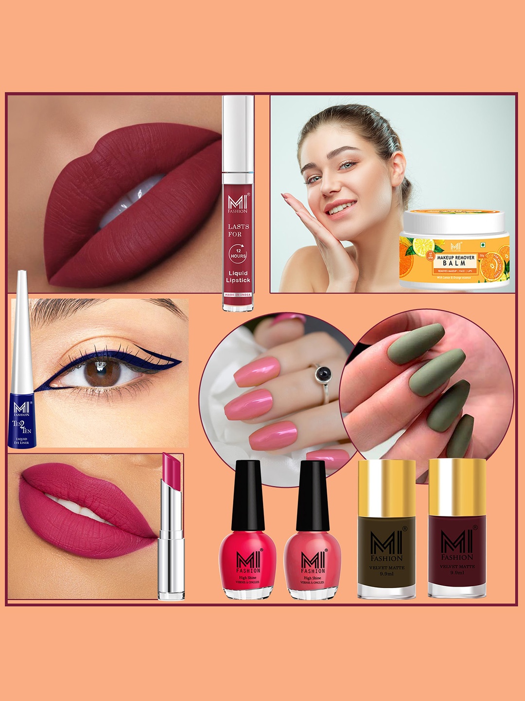 

MI FASHION 8 Pcs Premium Makeup Gift Set - Combo B229, Red