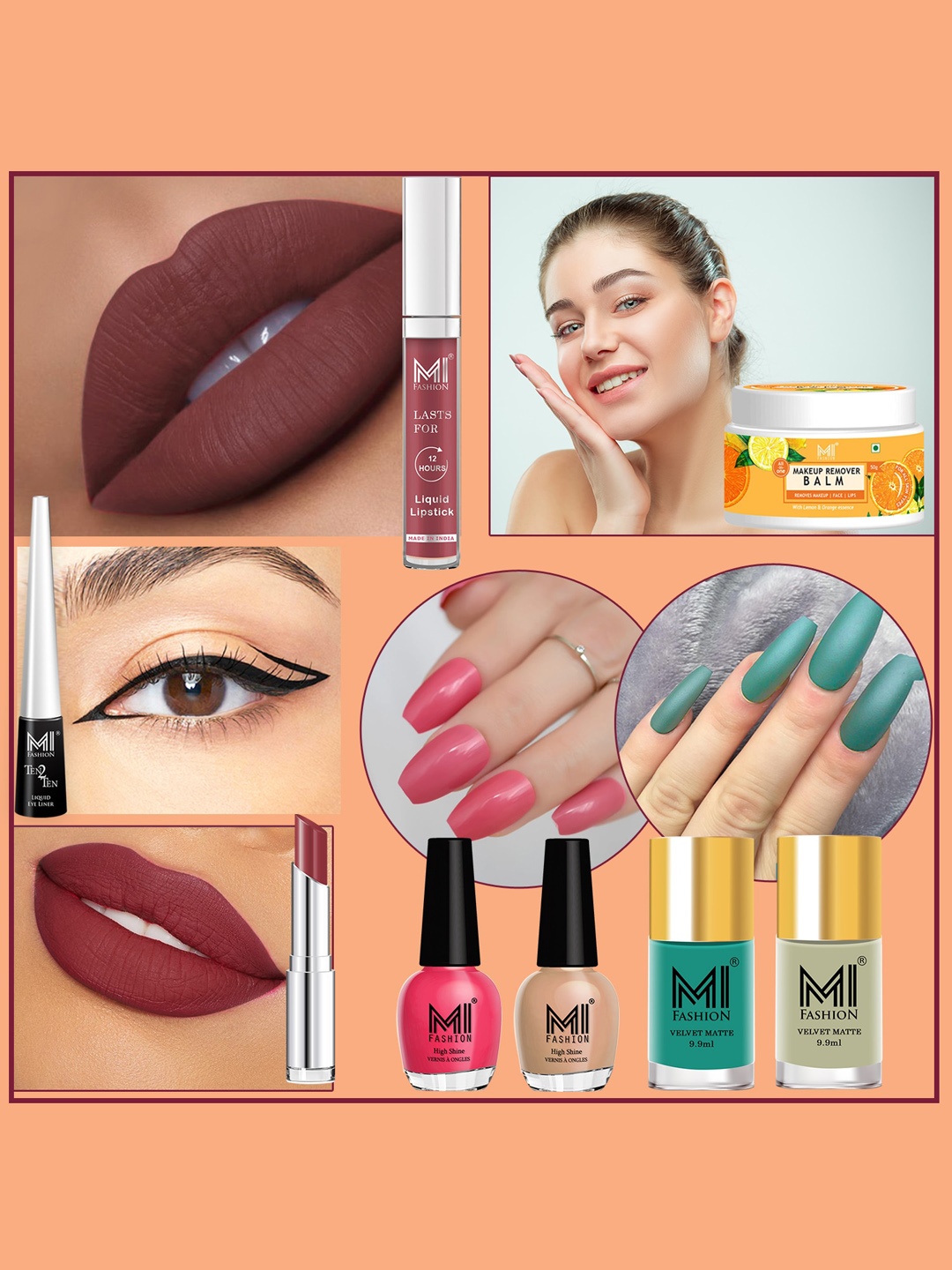 

MI FASHION 8 Pcs Premium Makeup Gift Set - Combo B241, Brown
